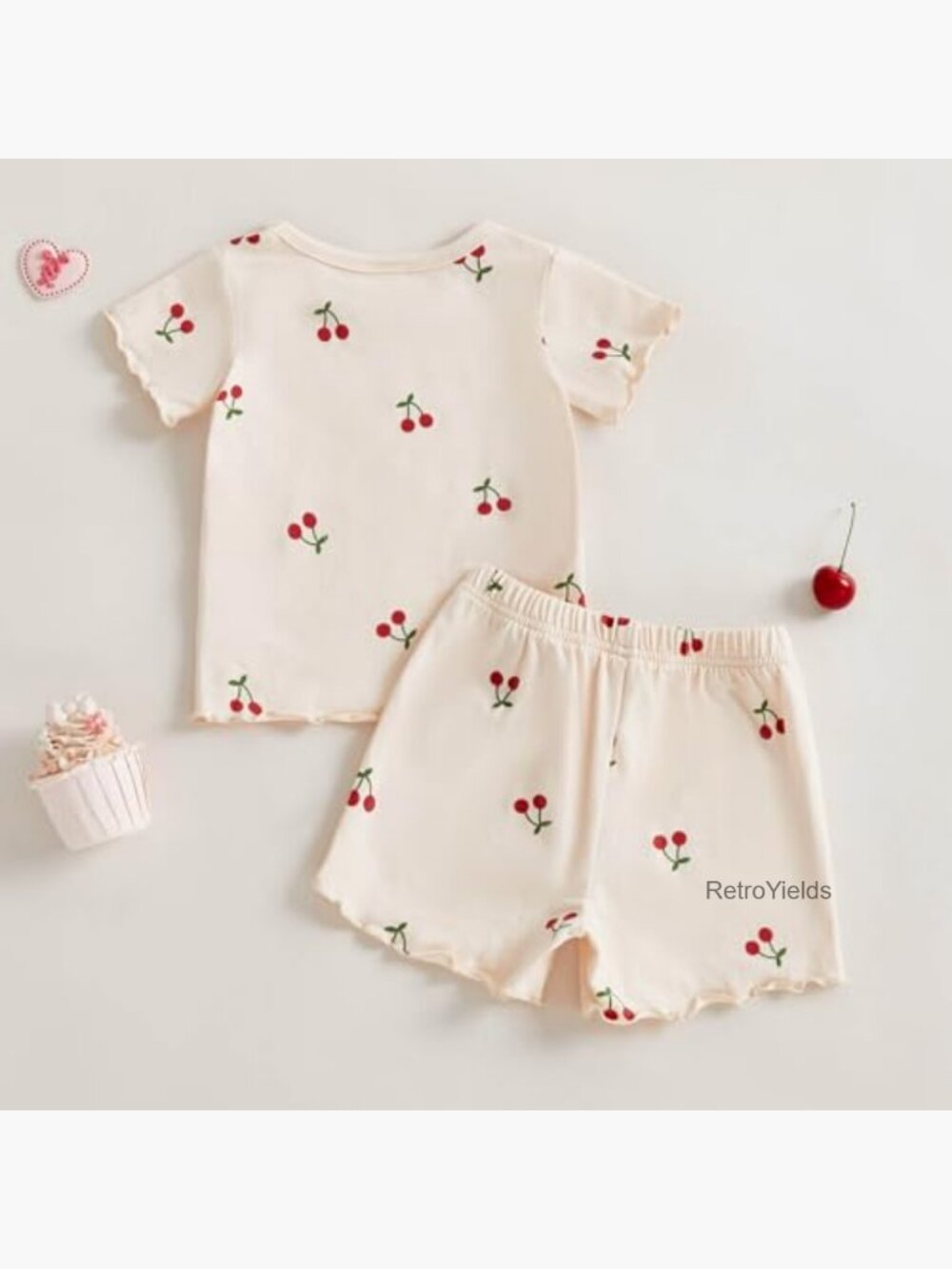 Toddler Girl 2-Piece Summer Outfit Short Sleeve Top & Shorts Set Sizes 3M-4T - Picture 6 of 7